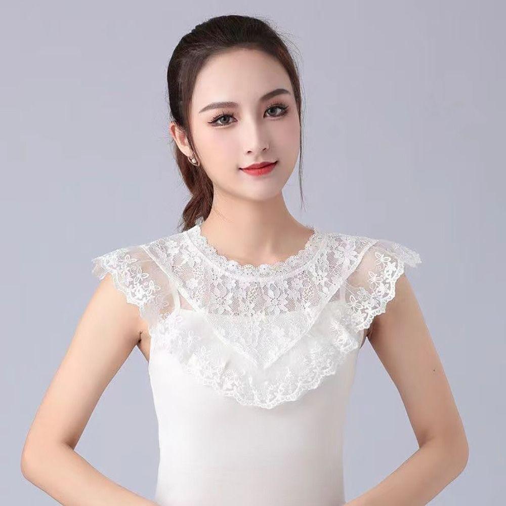 Shawl Wrap Decoration Lace Fake Collar Black White DIY Lapel Half Shirt Adjust Clothes Women Girls