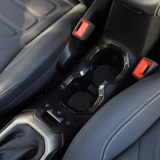 Water Cup Holder Frame Trim Cover Bezel for Jeep Renegade 2016-2018 Carbon Fiber