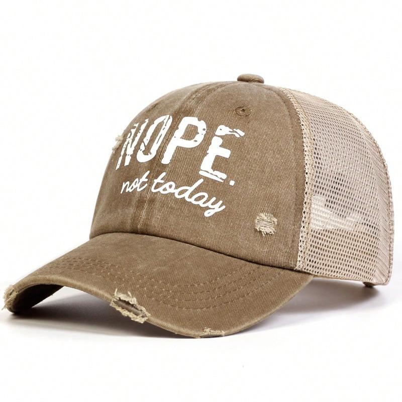 

1pc Men NOPE Letter Print Holes Wash Baseball Cap Outdoor Adjustable Sunscreen Hat Spring Summer Travel Tourism Beach Vacation Adjustable