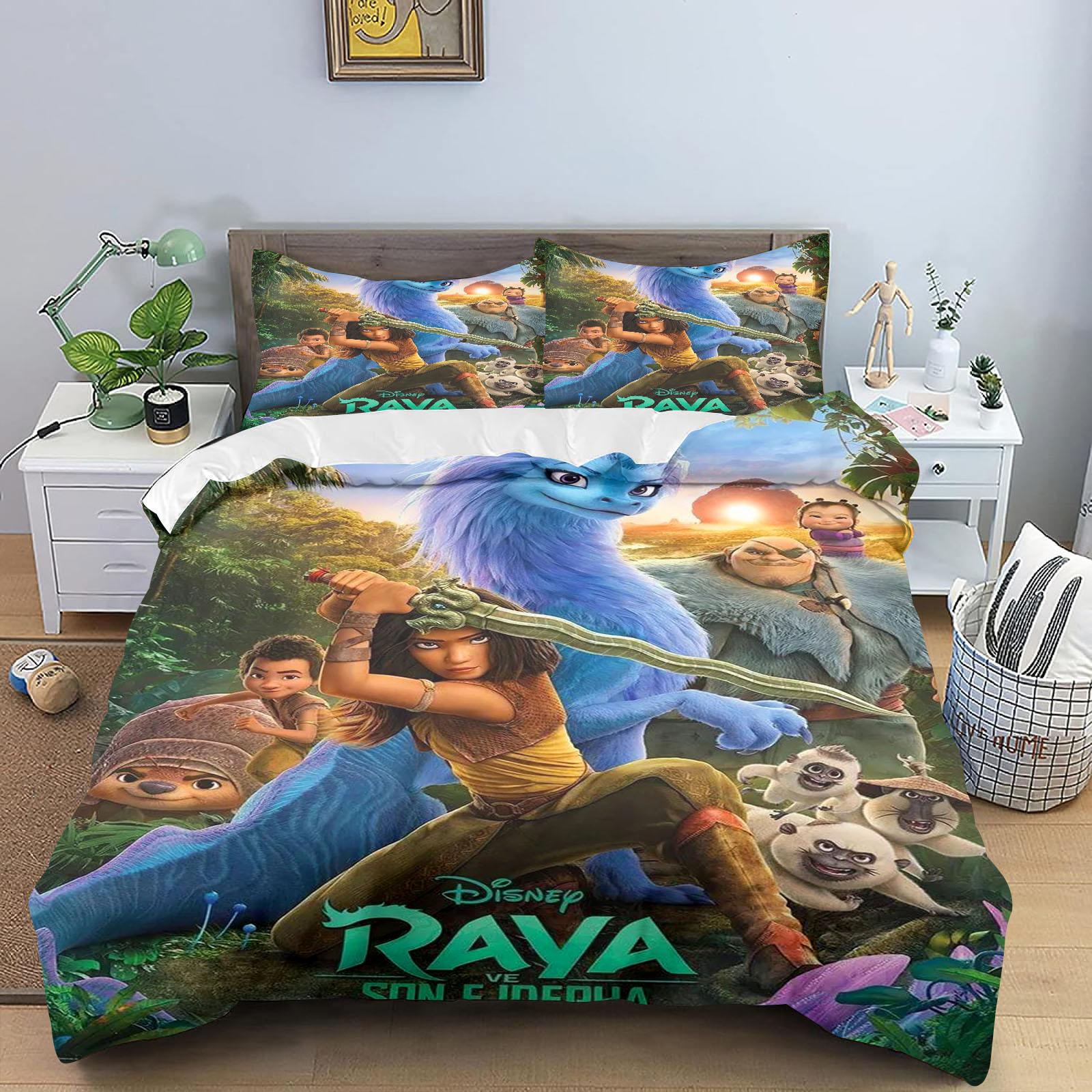 

Raya and The Last Drag Comforte Bedroom Printed Cartoon Quilt Cover Bedding Set With Pillowcase Suitable For Children And Adults US Twin(172*218cm)3pcs