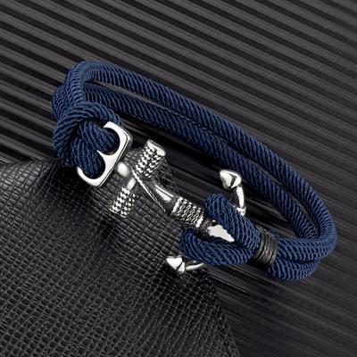 Waterproof Anchor Bracelets Men Double Strand Nautical Survival Rope Bracelet for Women Stainless Steel Navy Sport Buckle
