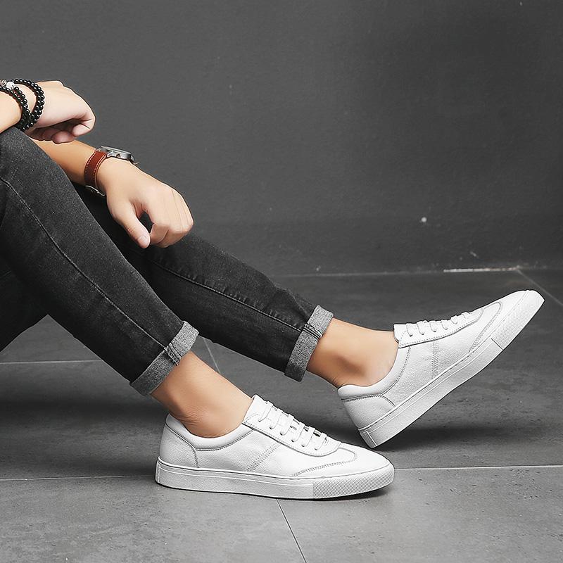 Fashion Men Sneakers Genuine Leather Shoes High Quality Outdoor Flats Man Comfortable White Shoes Men Non-slip Rubber Men Casual Loafers