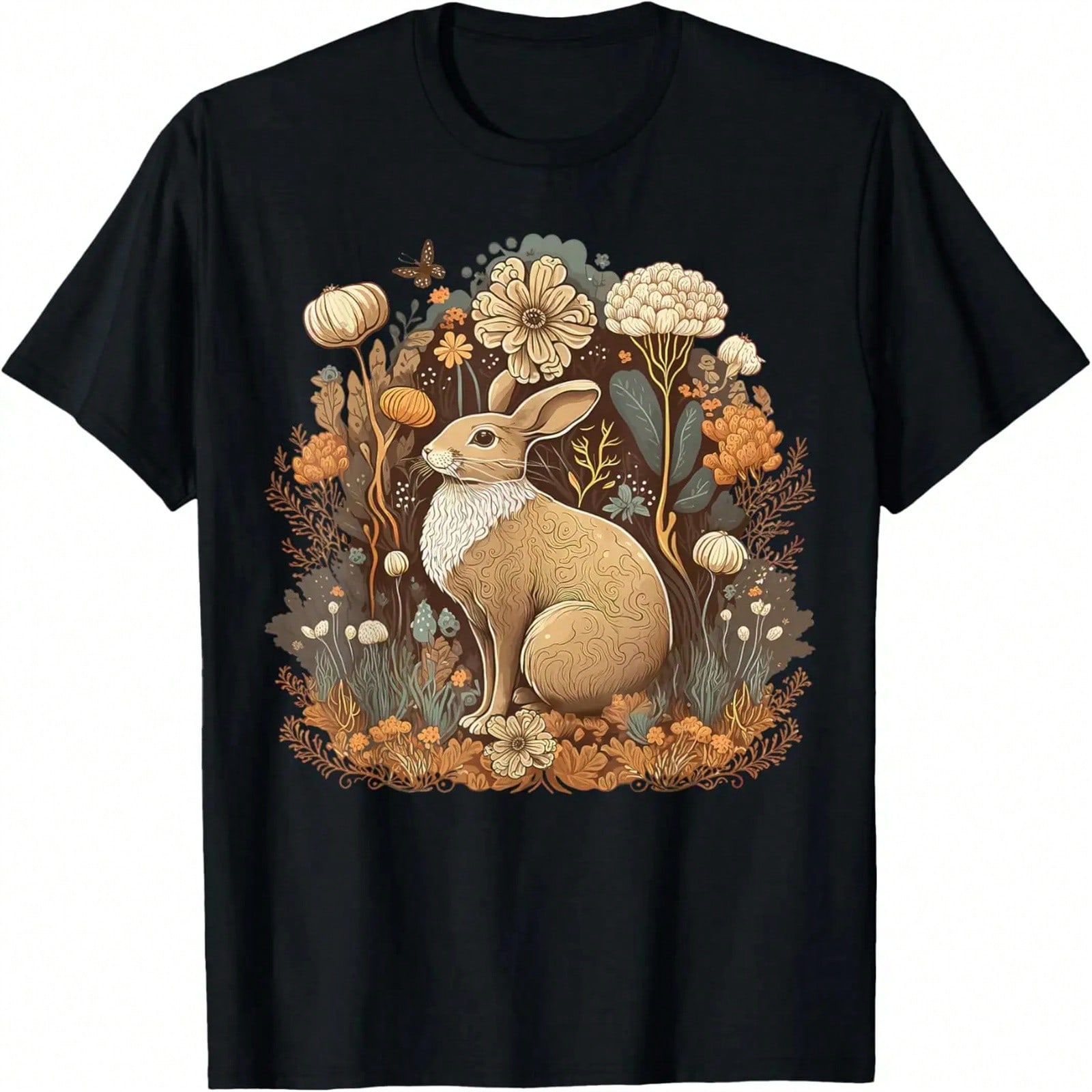 Cute Cottagecore Floral Rabbit Aesthetic S Wounisex Graphic T-Shirt S разноцветный