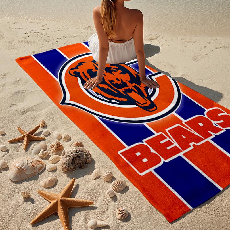 Chicago Bears Logo Microfiber Beach Towel, Lightweight And Quick-Dry, for Summer Travel, Beach Essential, Swimming Pool