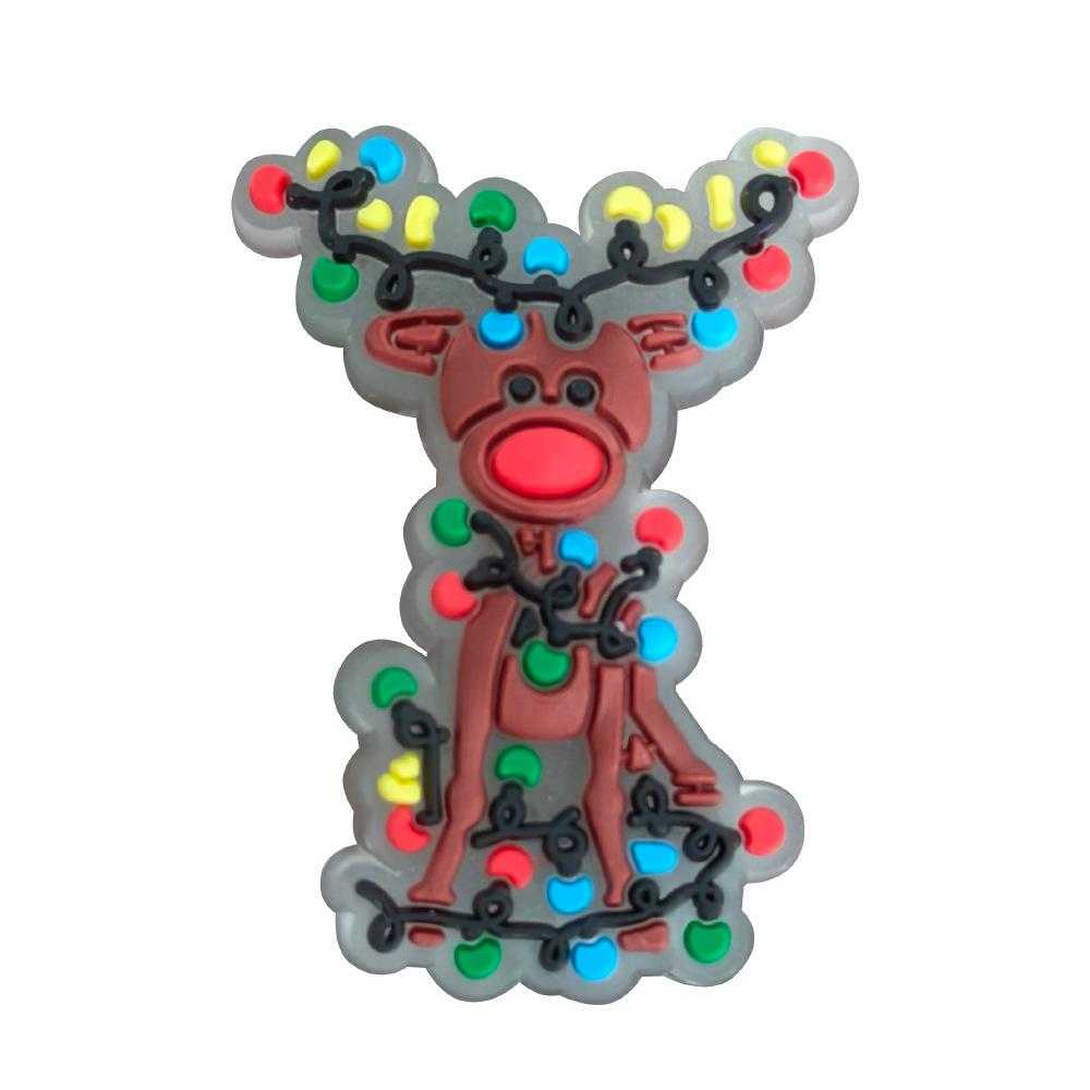 19-Piece Christmas Fluorescent Cartoon Shoe Charms - DIY PVC Rubber Decoration Buckles