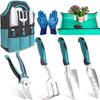 Macaron Garden Tool Set, 12 PCS Gardening Tools with Stainless Steel Trowel Rake, Lightweight Durable for Home Yard Planting