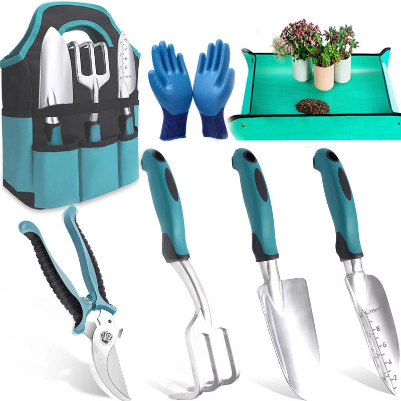 Macaron Garden Tool Set, 12 PCS Gardening Tools with Stainless Steel Trowel Rake, Lightweight Durable for Home Yard Planting