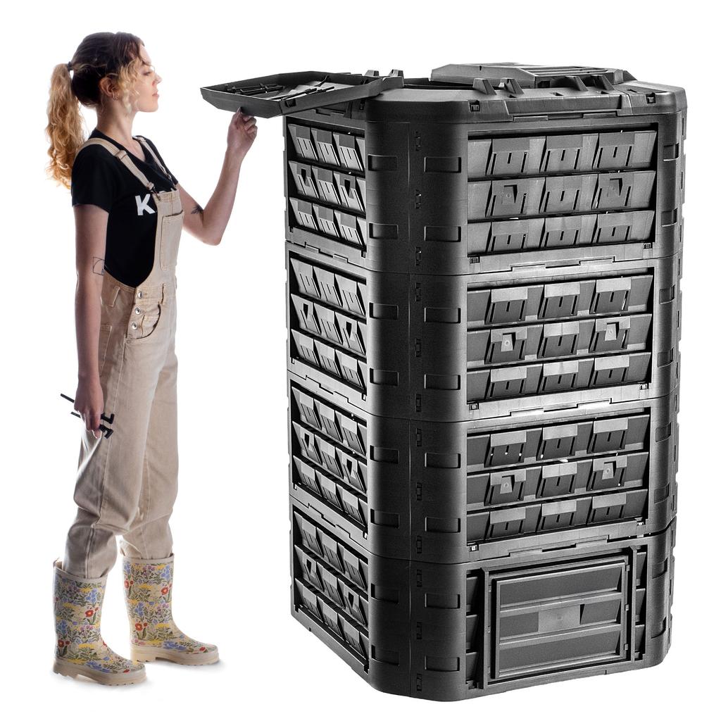 KADAX Composter Black Garden Modular Frost-Resistant Fertilizer Tank 1250L
