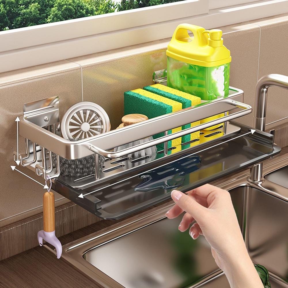 Aluminum Kitchen Storage Rack with Tray Storage Organizer  Household Organization