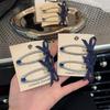 Retro Minimalist Rhinestone Bow Denim Hair Clip for Babies