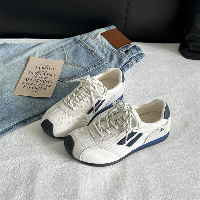 

2025 summer new retro casual Forrest Gump shoes women s soft sole color matching lace-up sports contrasting color light German training shoes 35