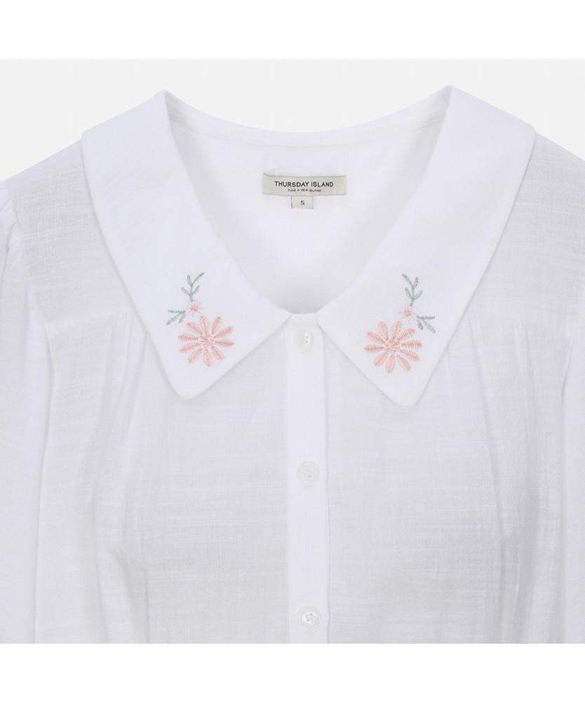THURSDAY ISLAND Collared Embroidered Blouse_T254Mbl341W