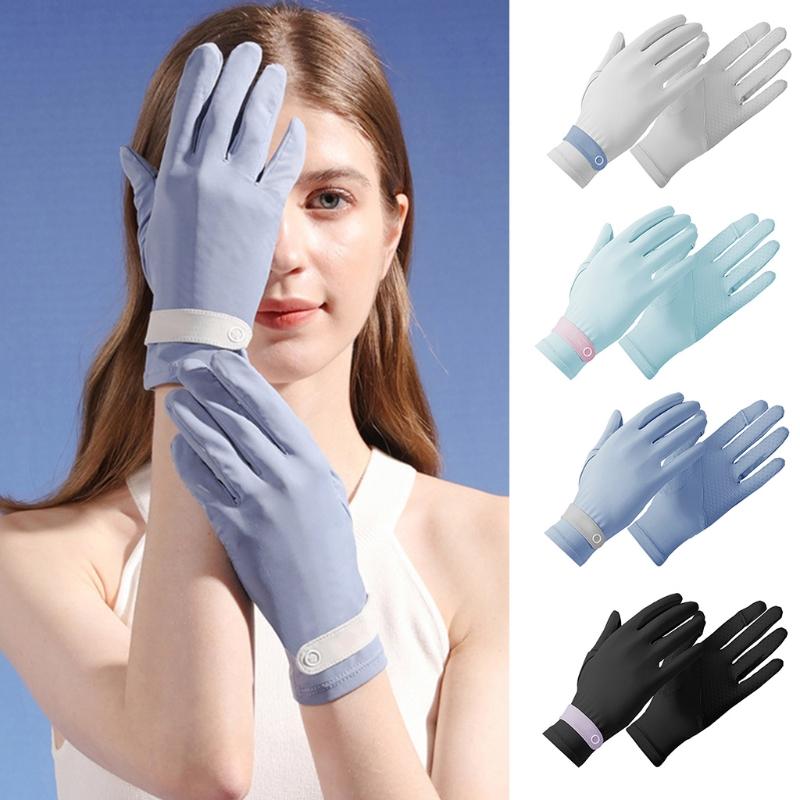 New Riding Gloves Female for Sun for Protection Thin Short Outdoor Ice Silk Anti-UV Anti-Skid Elastic Gloves