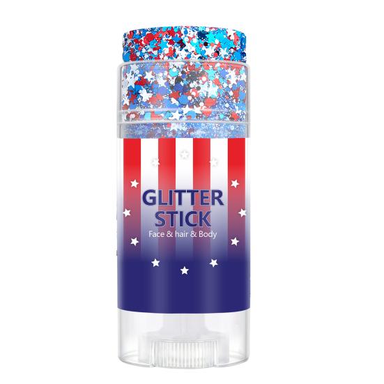 16G Hair Face Body Glitter Stick for Independence Day, Fourth of July Patriotic Red White Blue Glitter Stick, Makeup Accessory