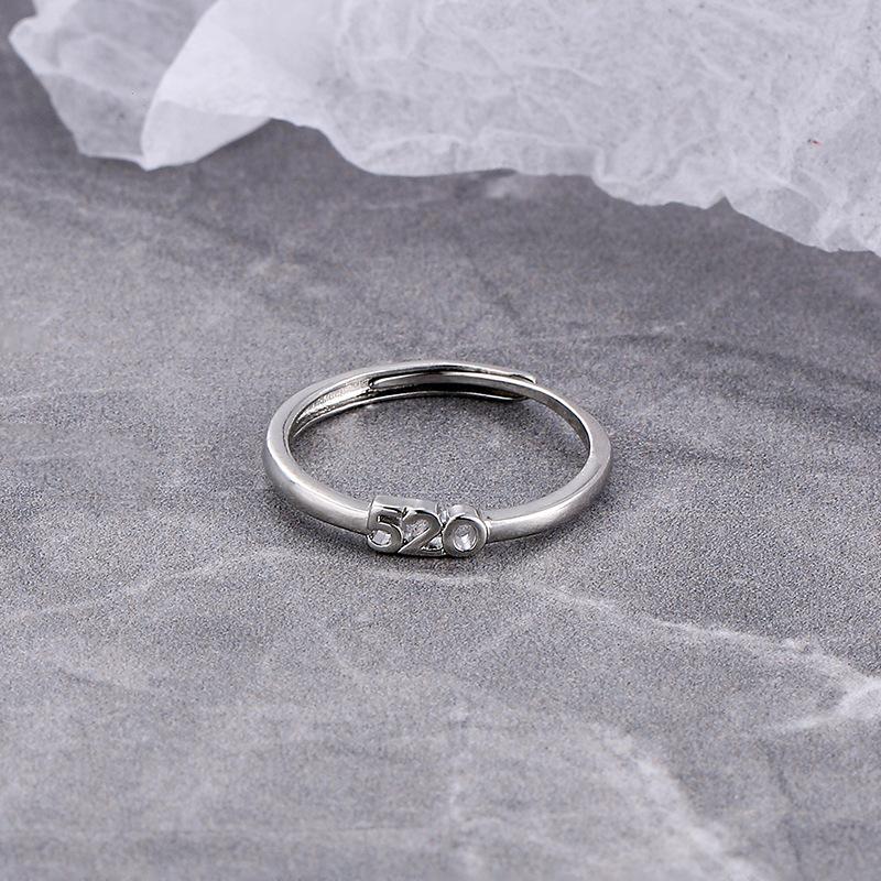 Sweet Romantic I Love You 520 Ring Personality Creative Digital Diamond Index Finger Ring Proposal Confession Gift