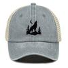 Howling Wolf Snapback Mesh Cap Forest Wolf Trucker Cap Solid Color Non-Stretch Fabric Adjustable Baseball Hat For Women & Men