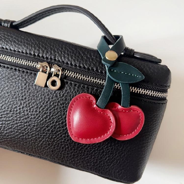 Cherry Bag Pendant Keyring for Ladies PU Leather Fruit Shape Key Ring Jewelry Stylish Decoration for Phones and Wallets
