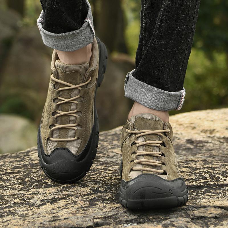 Fashion Non-Slip Man Outdoor Footwear Suede Leather Sneakers Leisure Walk Hiking Shoes Men's Lace Up Shoes Fashion Walking Casual Shoes