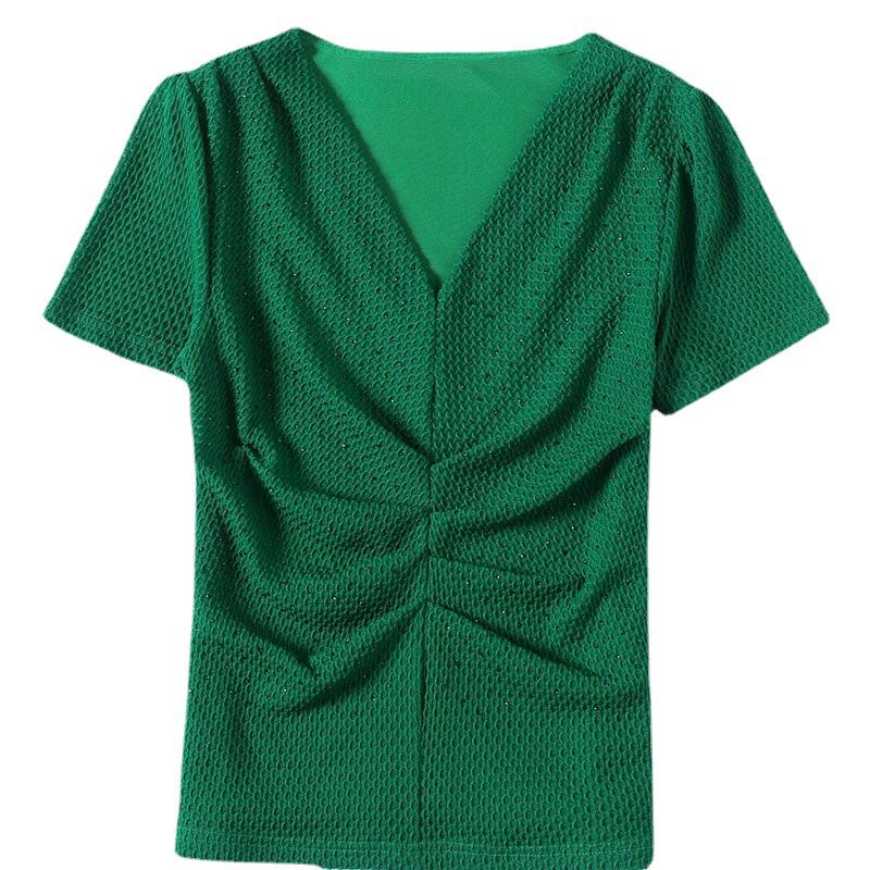 Trendy 2023 V-Neck Slim-Fit Pleated Summer T-Shirt