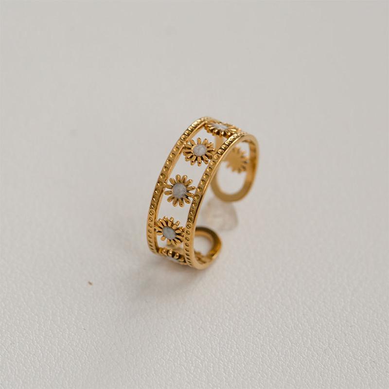 Stainless Steel French White Enamel Rings For Women Drip Glaze Romantic Elegent Girl Ring Daily Wear Sweet Y2K Jewelry No Fading