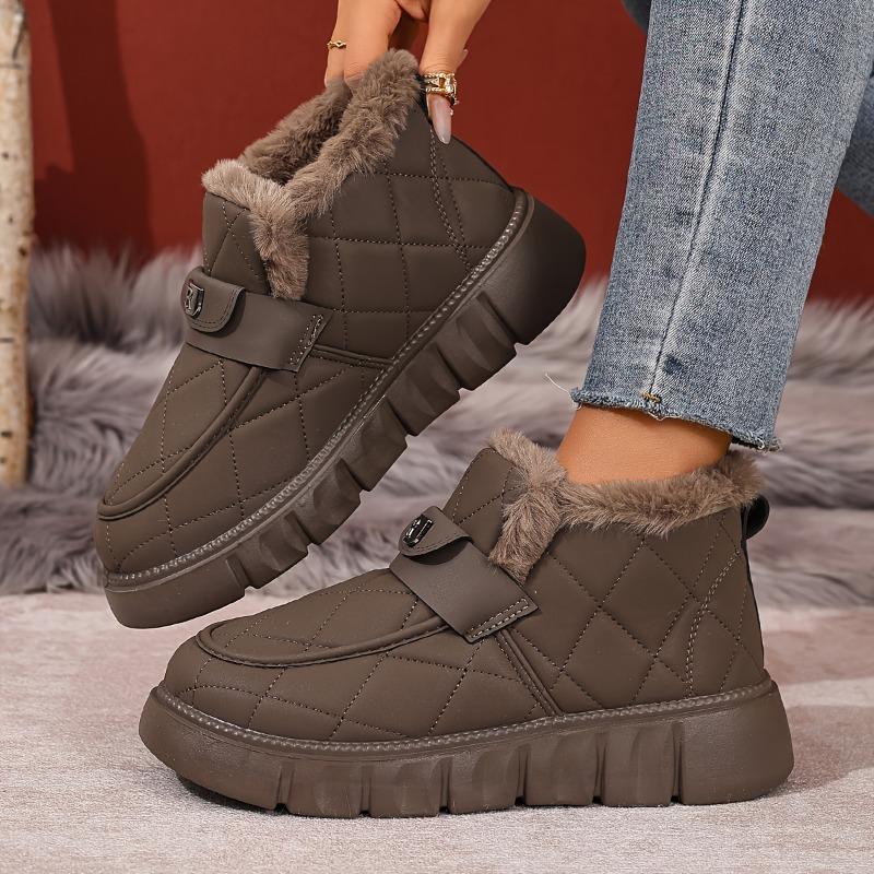 Vinter Plus Damskor, Nya Plyschiga Snökängor med Tjocka Sulor, Varma, Slitstarka, Bekväma, Mångsidiga Bomullsskor