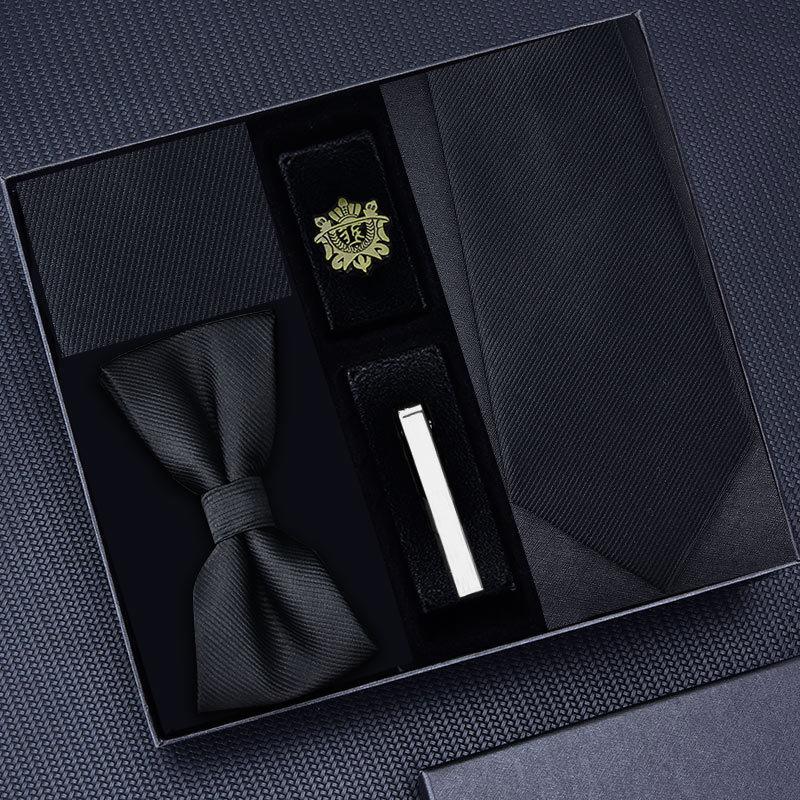 Tie Five-Piece Men S Business Dress 8Cm Tie, Zipper Hand With The Same Bow Tie, Suit Square Scarf Cufflinks