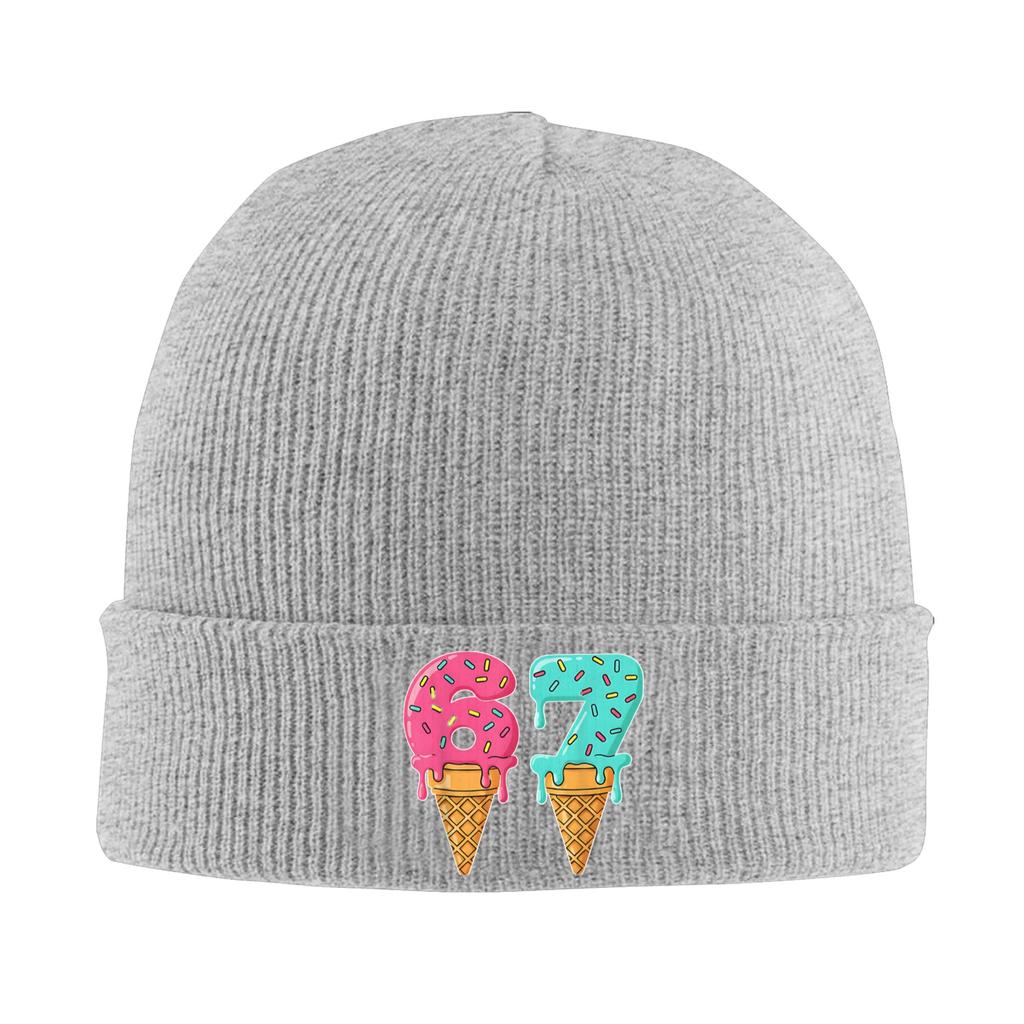 Baseball Drip Ice Cream 67 Baseball Knit Hat  Beanie Hats Hippie Warm Soft Unisex Bonnet Hats Spring Graphic Cool Caps Gift