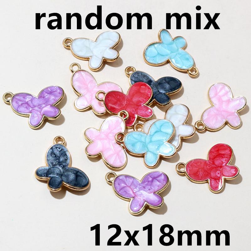 20pcs Enamel Charms Pendants Butterfly Flower Bow Mushroom Shape DIY Jewelry Making Accessories for Earrings Necklace Bracelets