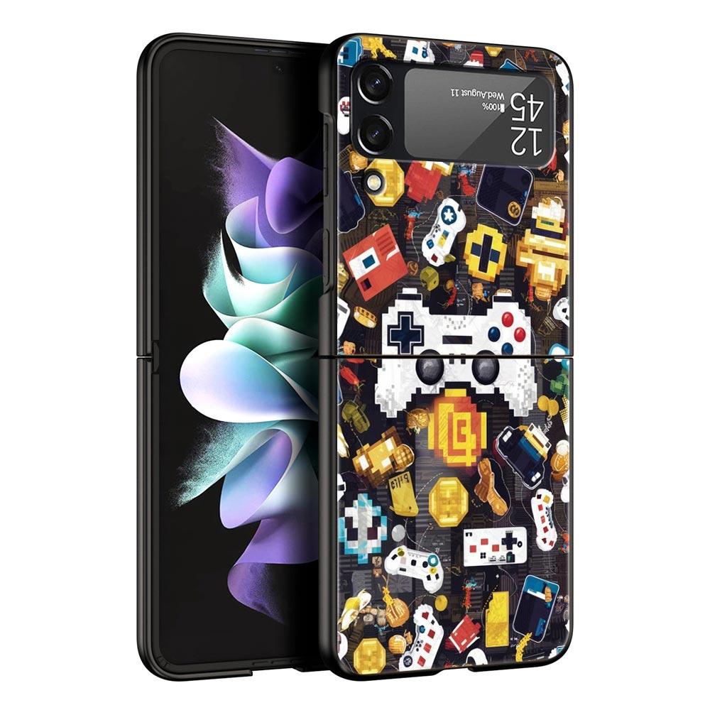 

Game Controller Graphic Hard PC Phone Case For Samsung Galaxy Z Flip 7 6 5 4 Black Cover For Galaxy Z Flip 3 Foldable Fundas Bag Z Flip 7