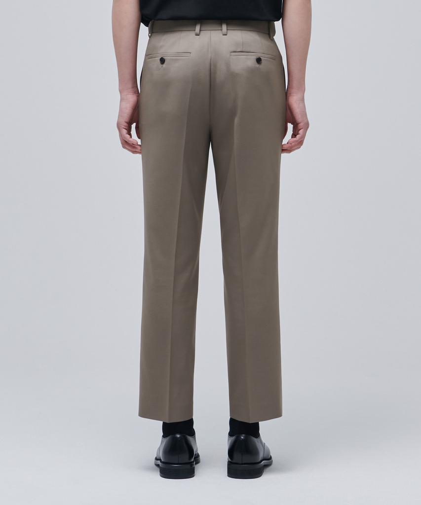 MUSINSA STANDARD Wool Blend Relaxed Tapered Hidden Banding Crop Slacks [Dusty Beige]
