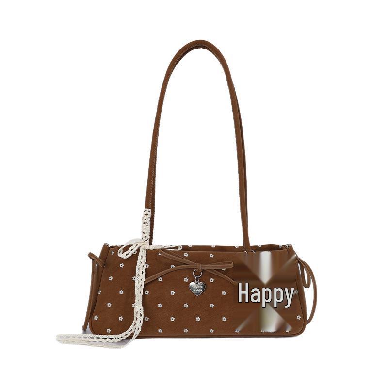 Korean Chic Bow Polka Dot Baguette Bag - Stylish Women's Shoulder & Handheld Bag