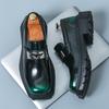 Fashion Thick Bottom PU Leather Men Green Loafers Wedding Party Male Formal Dress Footwear Office Business Casual Shoes Walking Shoes