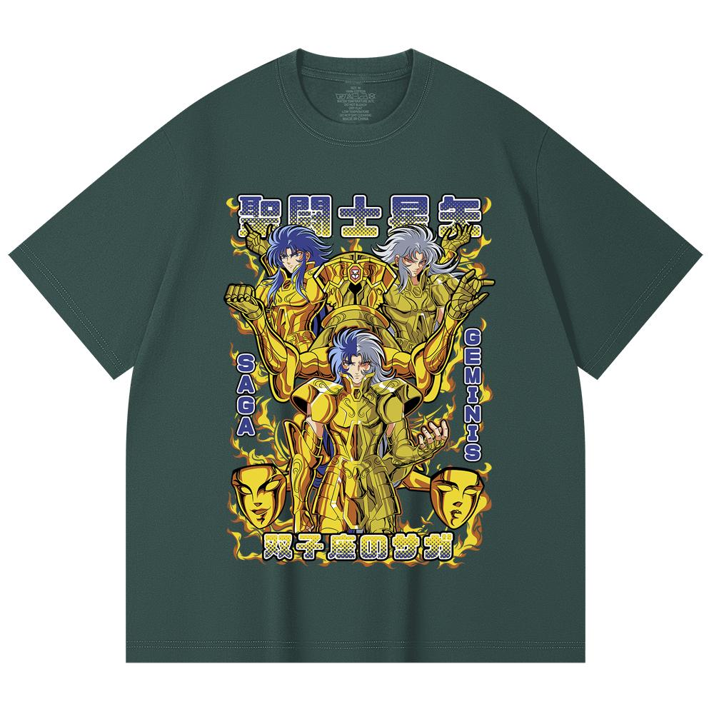 230 g/m² 100 % Baumwolle Saint Seiya V21 Zwilling Druck Unisex Schweres Baumwoll-T-Shirt