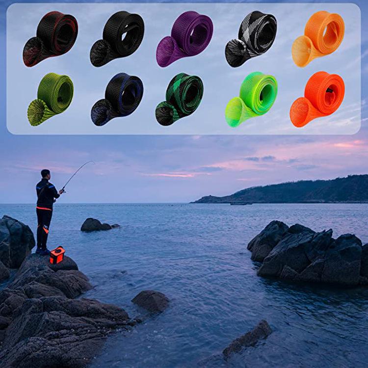Multicolor Retractable Fishing Rod Bag with Braided Mesh Tube – Telescopic Rod Protective Cover