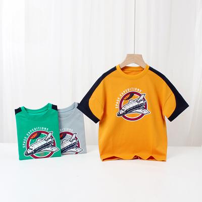 Summer Korean Version of Children's New Boys' Short-sleeved T-shirt Big Children's Color Splicing Breathable Top Children's Short-sleeved