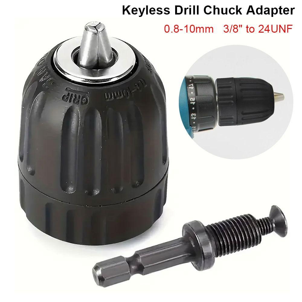 1Pcs 1/4" Hex Shank Keyless Drill Chuck 3/8" To 24UNF Thread Impact Driver Conversion Tool