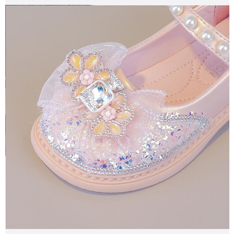 Girls Princess Crystal Shoes Spring Summer 2025 New Casual Rhinestone Soft Bottom Girls Performance Single Shoes