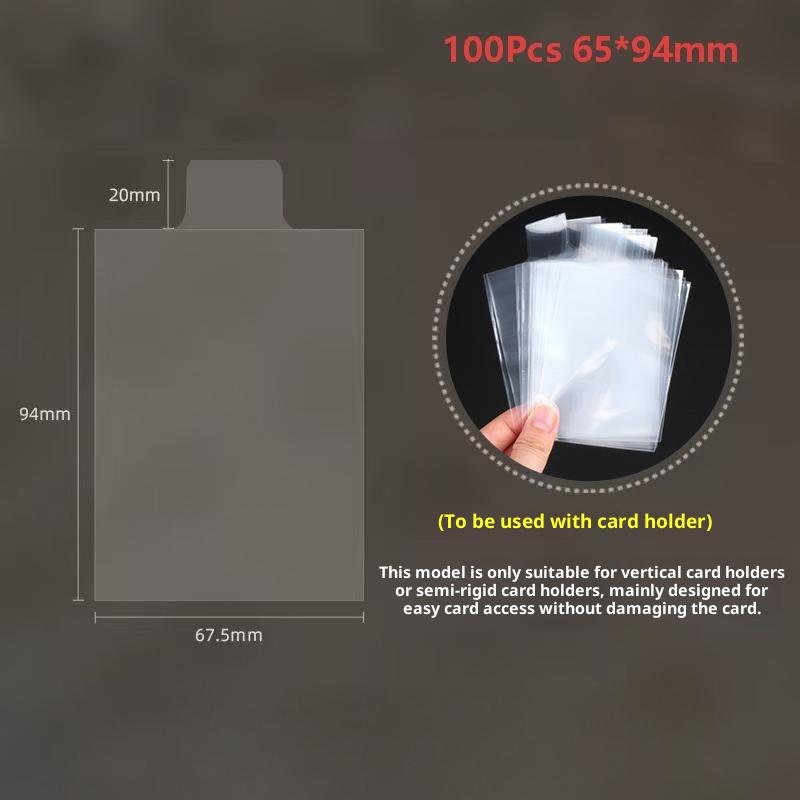 100Pcs Clear Smooth Raised Card Sleeves Transparent Pull Tab Protectors for Trading Card Storage