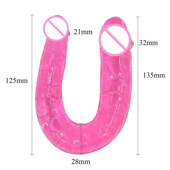 Dvojité dildo tvaru U Flexibilní vagina Anální Ženy Sexuální hračka s umělým penisem