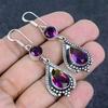 Natural Bi-Color Tourmaline, Amethyst 925 Sterling Silver Earring 2.29" h3B58