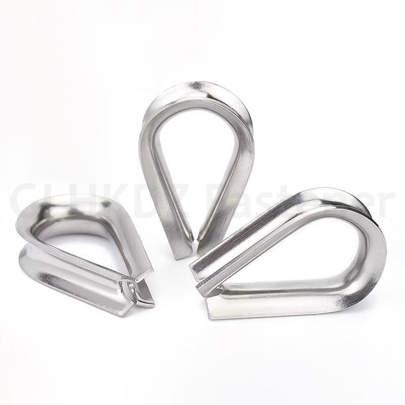 M2-M28 316 Stainless Steel Cable Wire Rope Protective Sleeve Wire Rope Clamp Thimbles Rigging Chicken Heart Ring Fixing