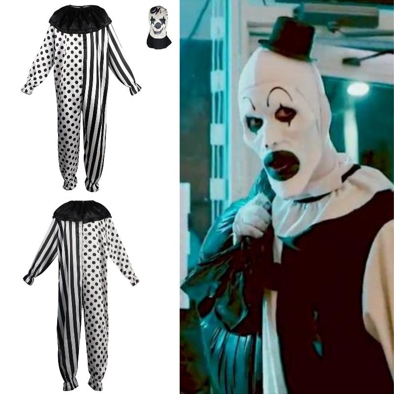 Clown Cosplay Terrifier Clothing Polyester Onesie Mask Halloween Party Costume