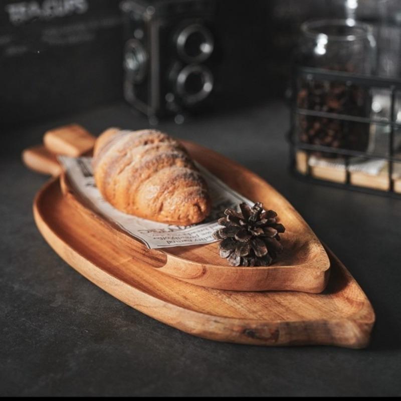 1PC Drink Tray for Serving Food Wooden Tray with Handles Food Serving Trays Coffee Dessert Fruit Snack Breakfast Kitchen Accessories