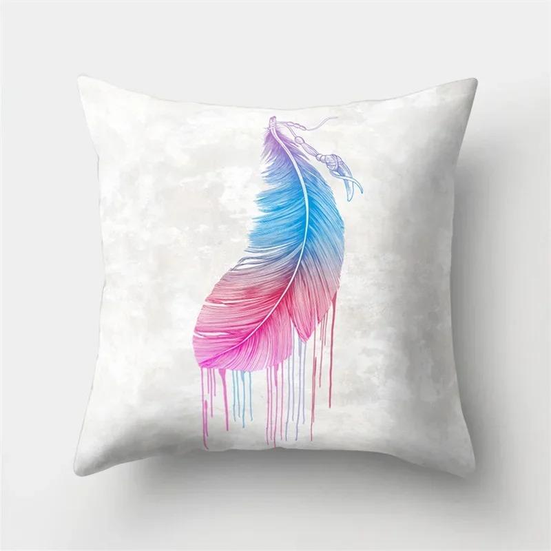 Creative Feather Pattern Pillowcase Interior Decoration Office Living Room Home Pillowcase