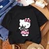 Hello Kitty Summer T-Shirt Cute Cartoon Casual Crew Neck Fashion Top for Boys and Girls