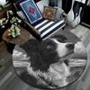 Border Collie Runder Teppich, Teppich für Wohnzimmer Schlafzimmer Sofa Spielzimmer Dekoration, Rutschfeste Bodenmatte