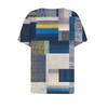 Damenmode Lässiges Geometrisch bedrucktes T-Shirt V-Ausschnitt Kurzarm Knopfleiste