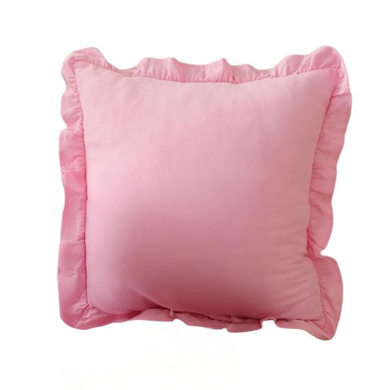 Copricuscino Decorativo a Volant per Divano Letto Quadrato, Federa a Quadri in Cotone con Bordo Arricciato, Cuscini Monocolore 18x18 Pollici 20x12 Copertura Decorativa per