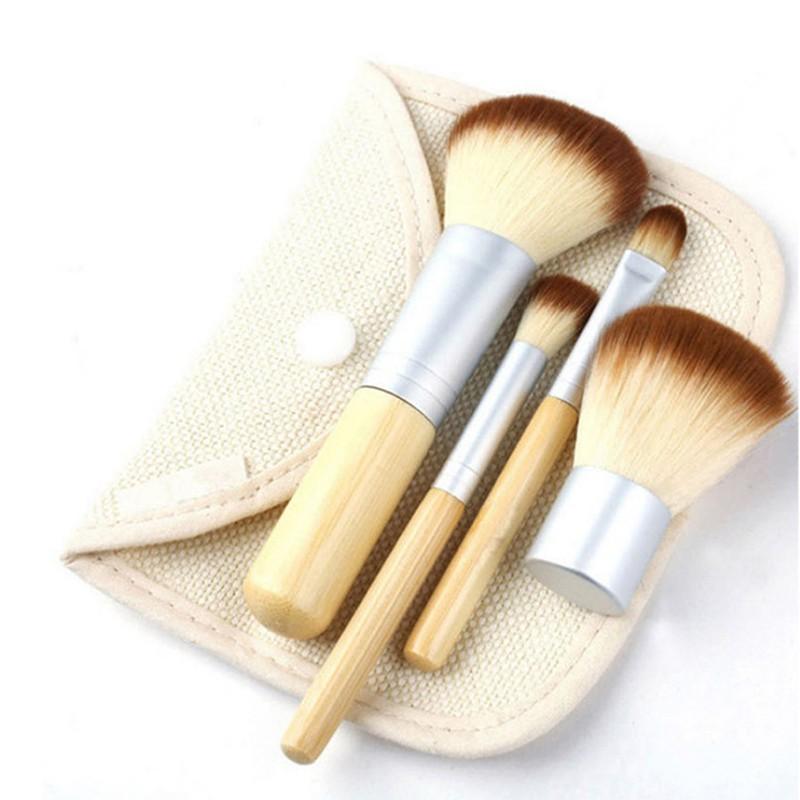 

LAMUSELAND Натуральная бамбуковая ручка с косметической пудрой и румянами Кисть для макияжа (4 шт./компл.) #1404