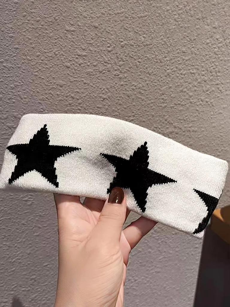 Knitted Star Pattern Headband For Women Elastic Bandeau Sports Headwrap Sweat Absorb Nonslip Stretchy Workout Hairband Quality